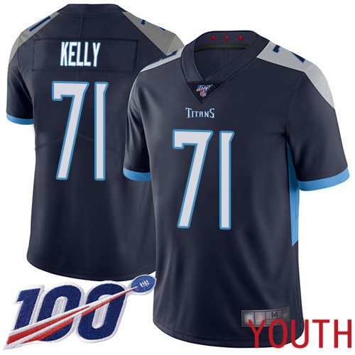 Tennessee Titans Limited Navy Blue Youth Dennis Kelly Home Jersey NFL Football #71 100th Season Vapor Untouchable